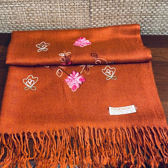 pashmina Accessories - NWOT Pashmina Embroidered Scarf Wrap Shawl
